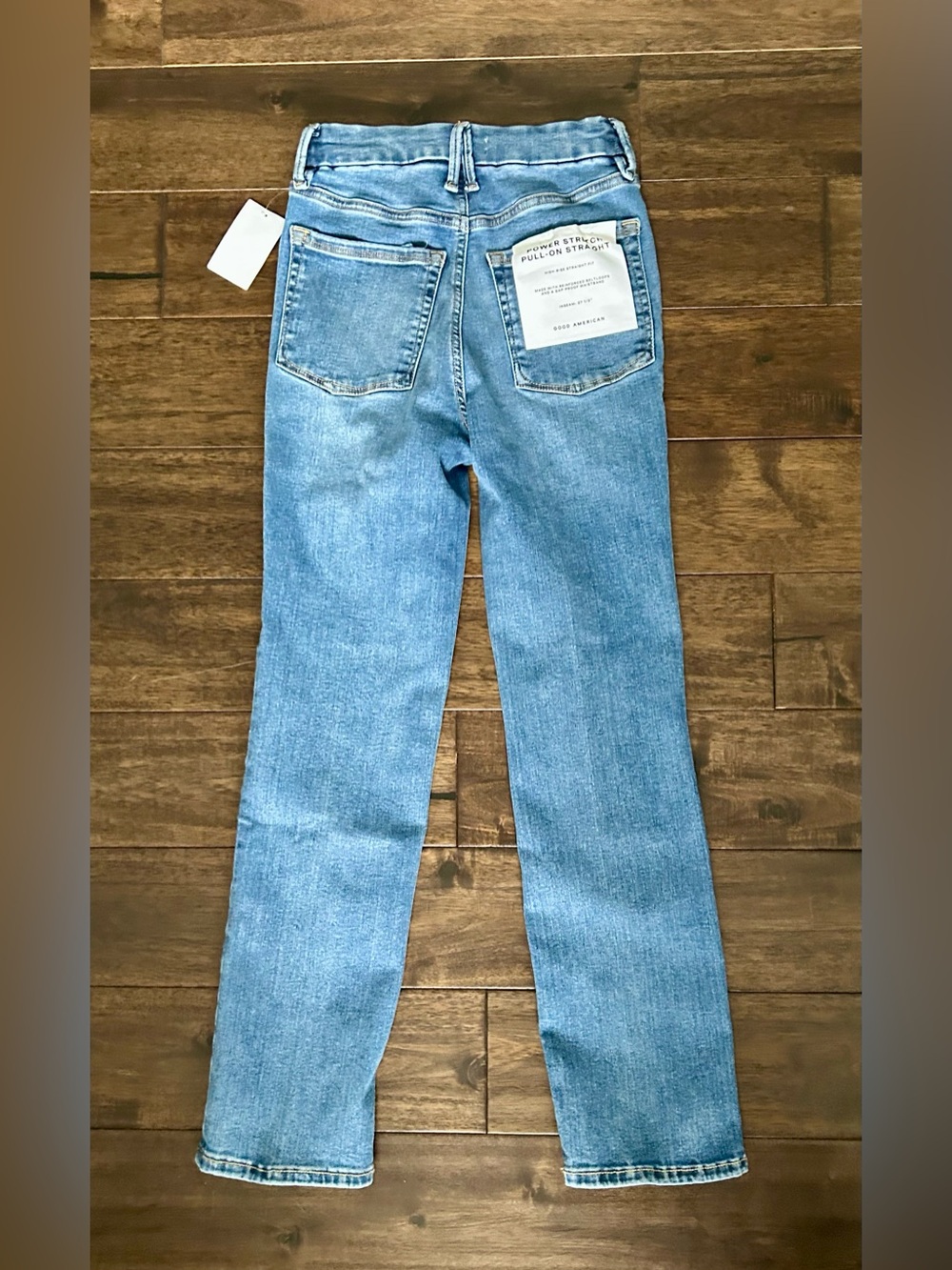 NWT Good American Pull-On Straight Jeans XS Light Wash Stretch Denim - Picture 6 of 6